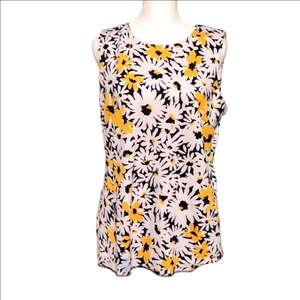 Michael Kors Large Sleeveless Tank Daisy Flowers Spring Floral Top L
